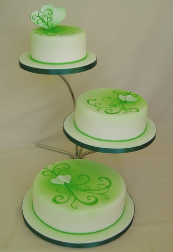 Hearts and Swirls Wedding Cake