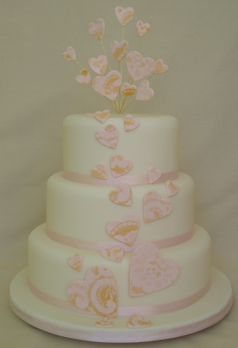 Lace Hearts Wedding Cake