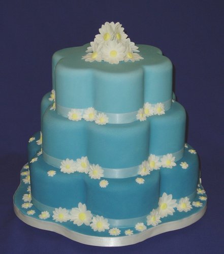 Blue Daisies Wedding Cake