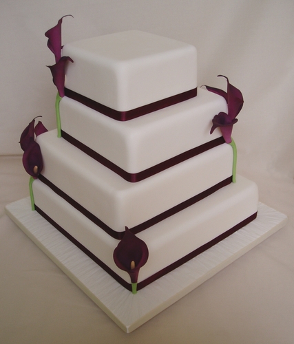 Burgundy Cala Lily Wedding Cake