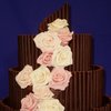 Chocolate Curls and Roses Wedding Cake