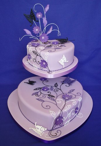 Lilac Hearts Wedding Cake