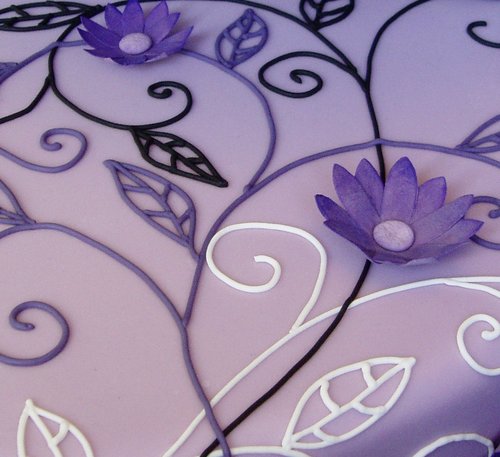 Lilac Hearts Wedding Cake