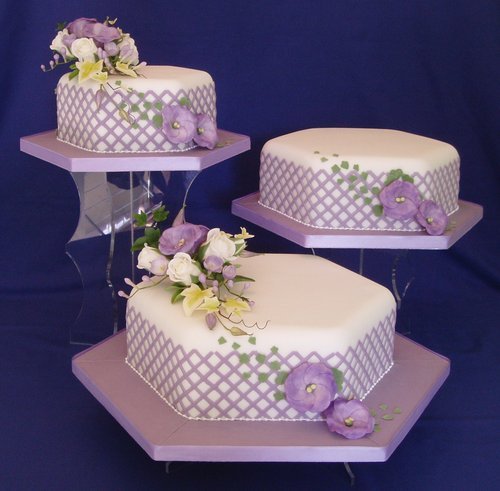 Purple Lattice Wedding Cake