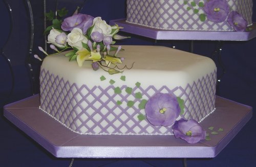 Purple Lattice Wedding Cake