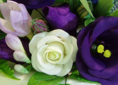 Purple Petals Wedding Cake