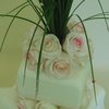 Pink Roses and Bear Grass Wedding Cake
