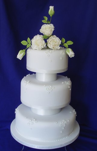 Roses and Blossom Wedding Cake